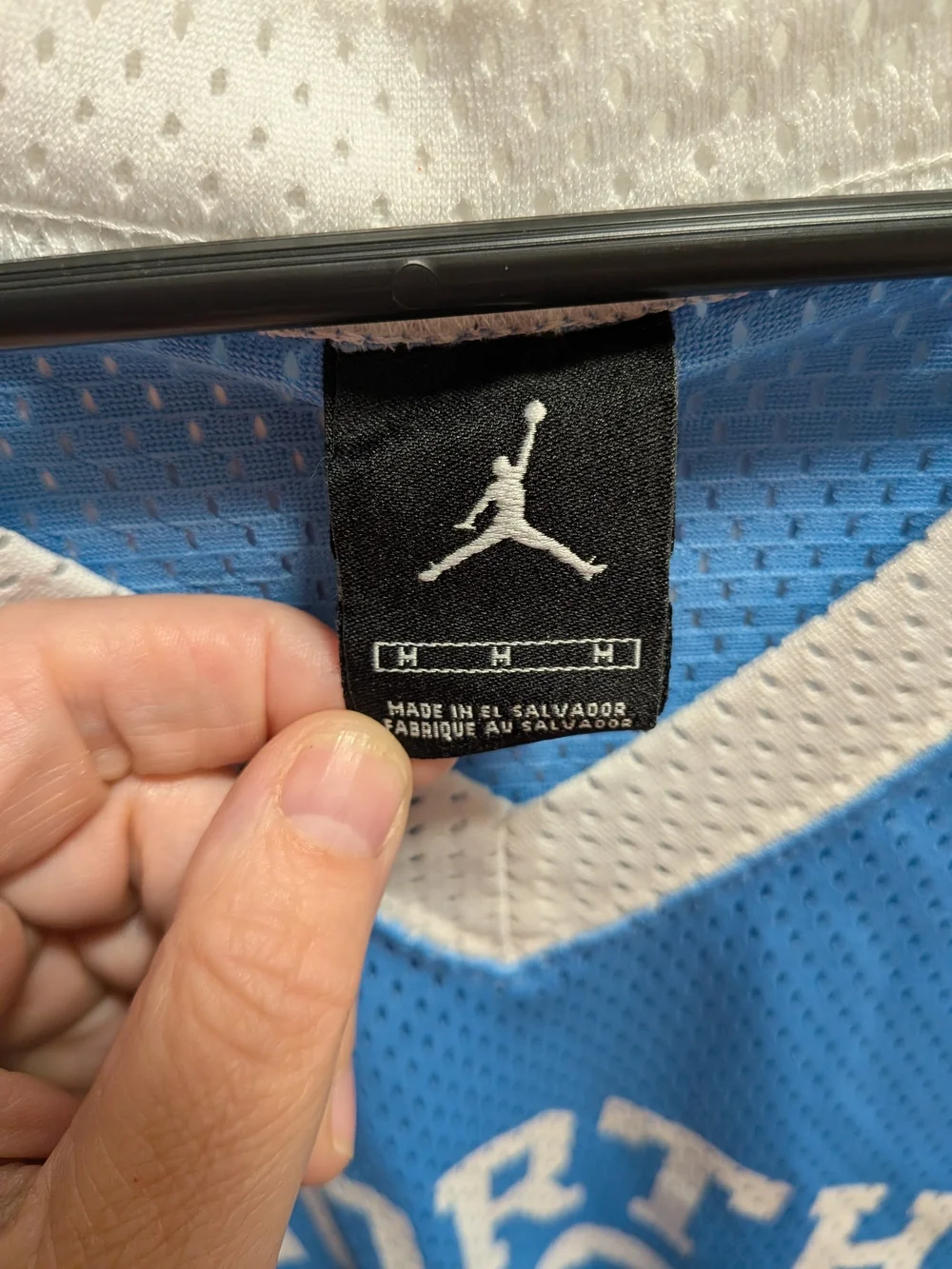 Jordan Light Blue and White Mesh Basketball Jersey